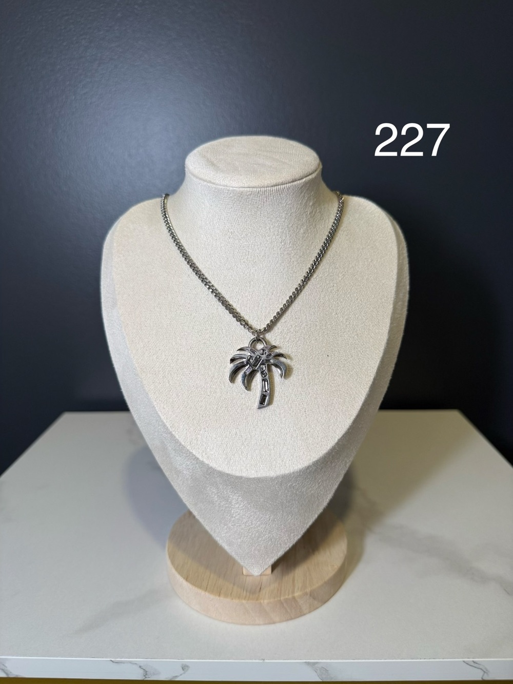 Palm Angels Silver-Tone Palm Tree Charm Necklace
